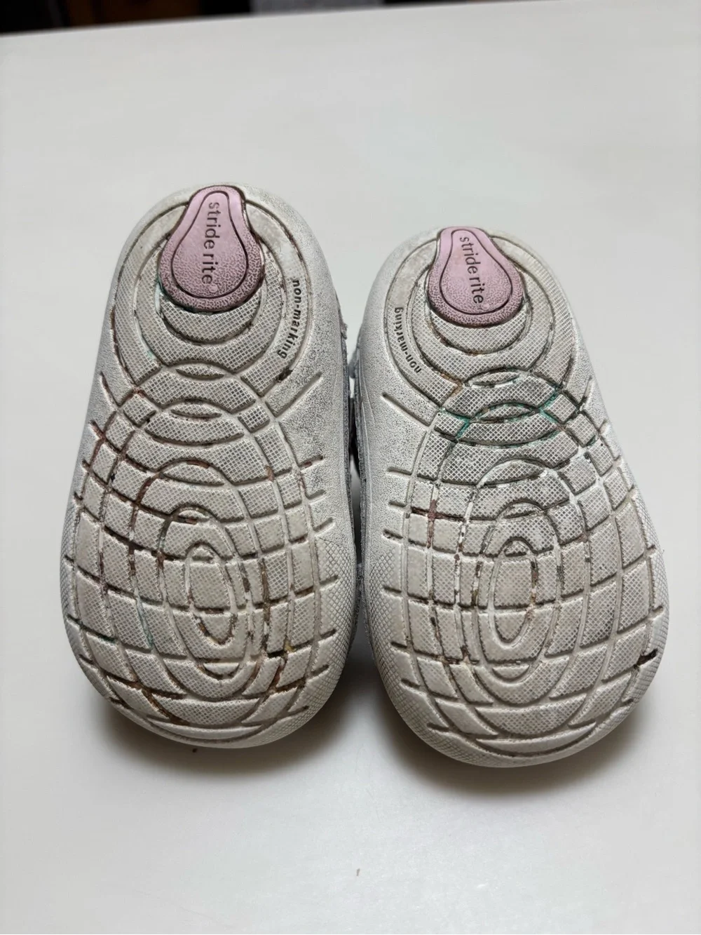 Stride Rite Silver and Pink Velcro sneaker- baby 3.5